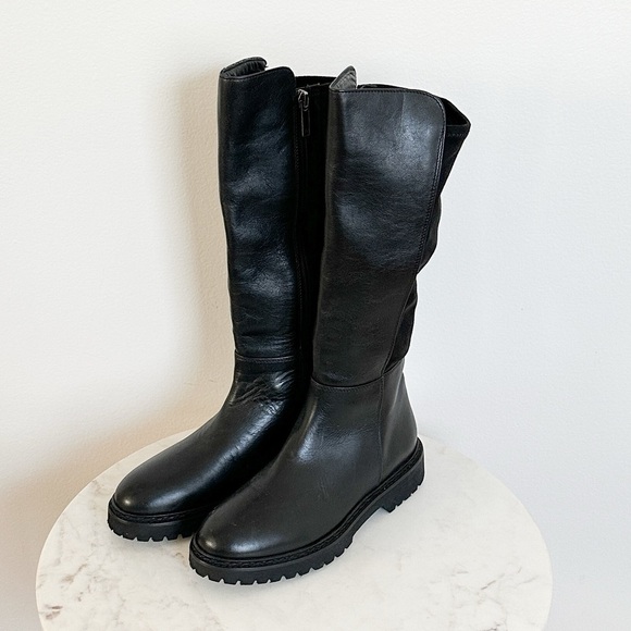 NEW Aquatalia Mattie Water Resistant Leather/Suede Tall Boots Black Size 6.5 - Picture 4 of 8